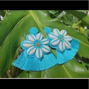 🐚 Shell tassel blue earrings 🏝